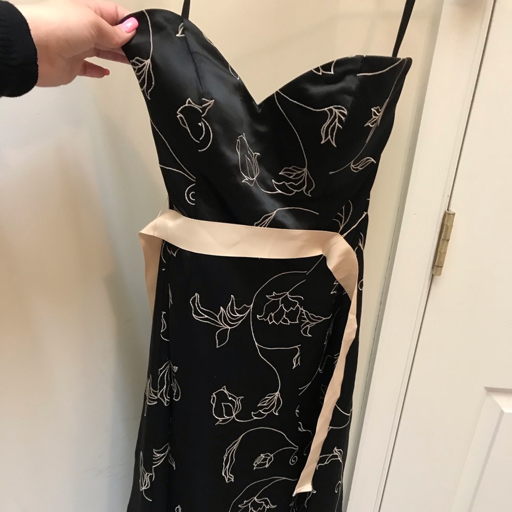 Strapless Black Embroidered Dress